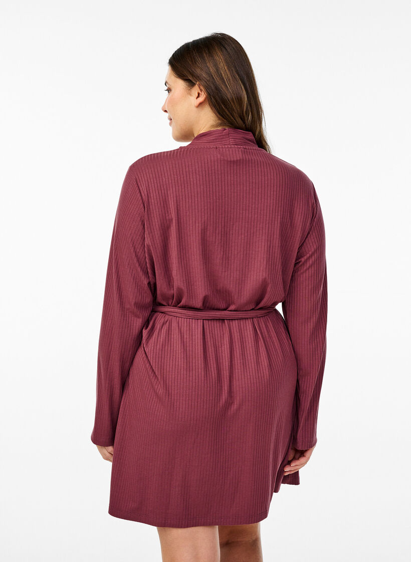 Ochtendjas met strikceintuur, Rose Brown, Model image number 1