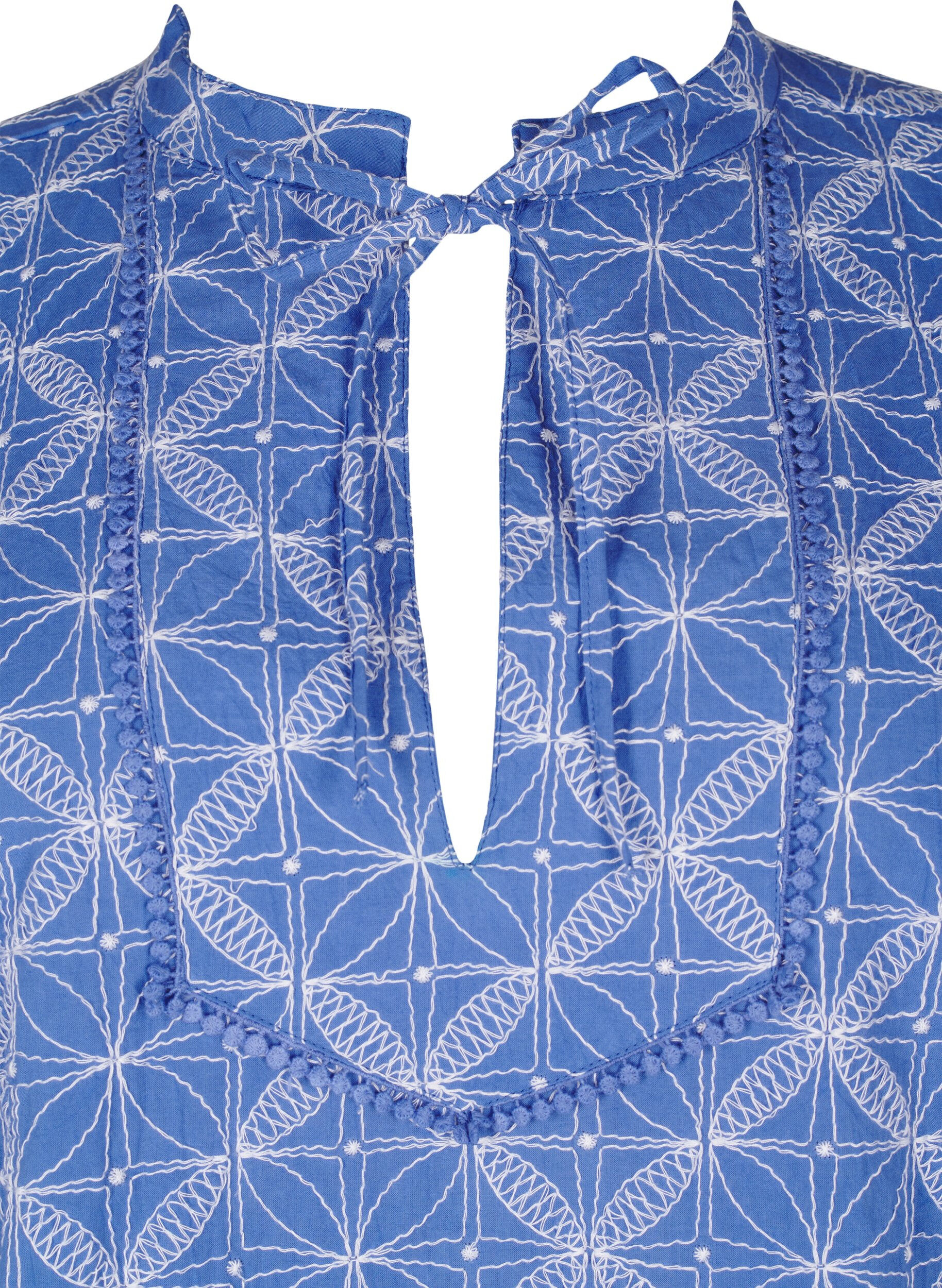 Zizzi Tuniek met borduursel en strikdetail, Blauw, Packshot image number 2