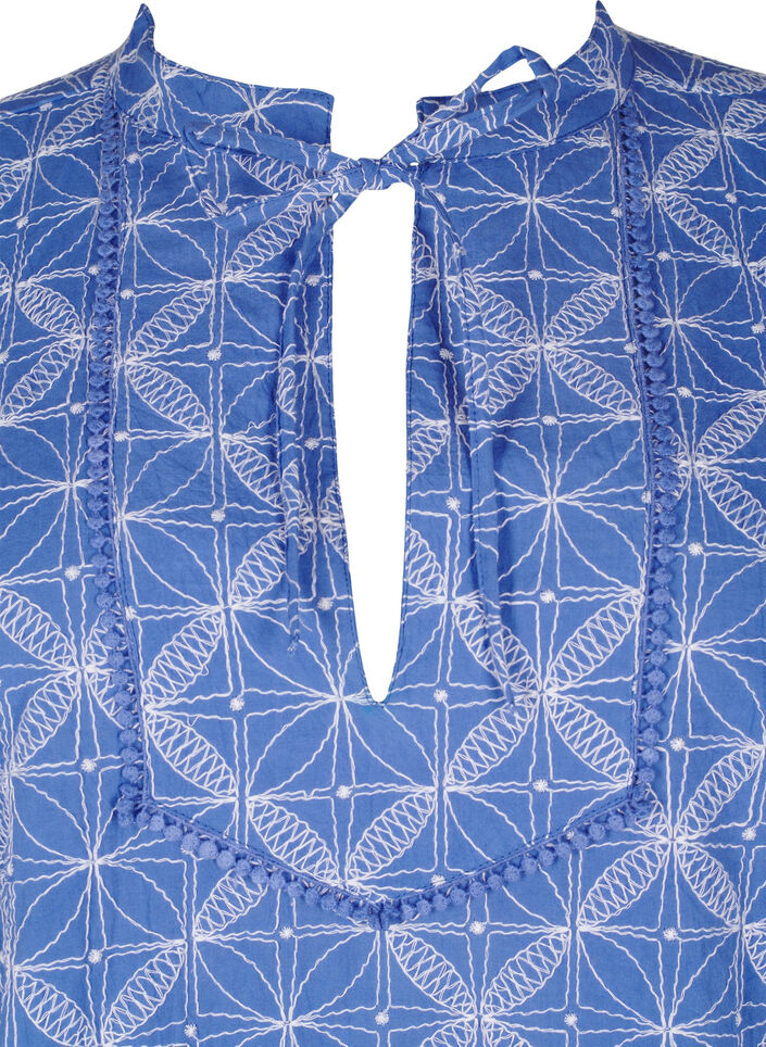 Tuniek met borduursel en strikdetail, Blauw, Packshot image number 2