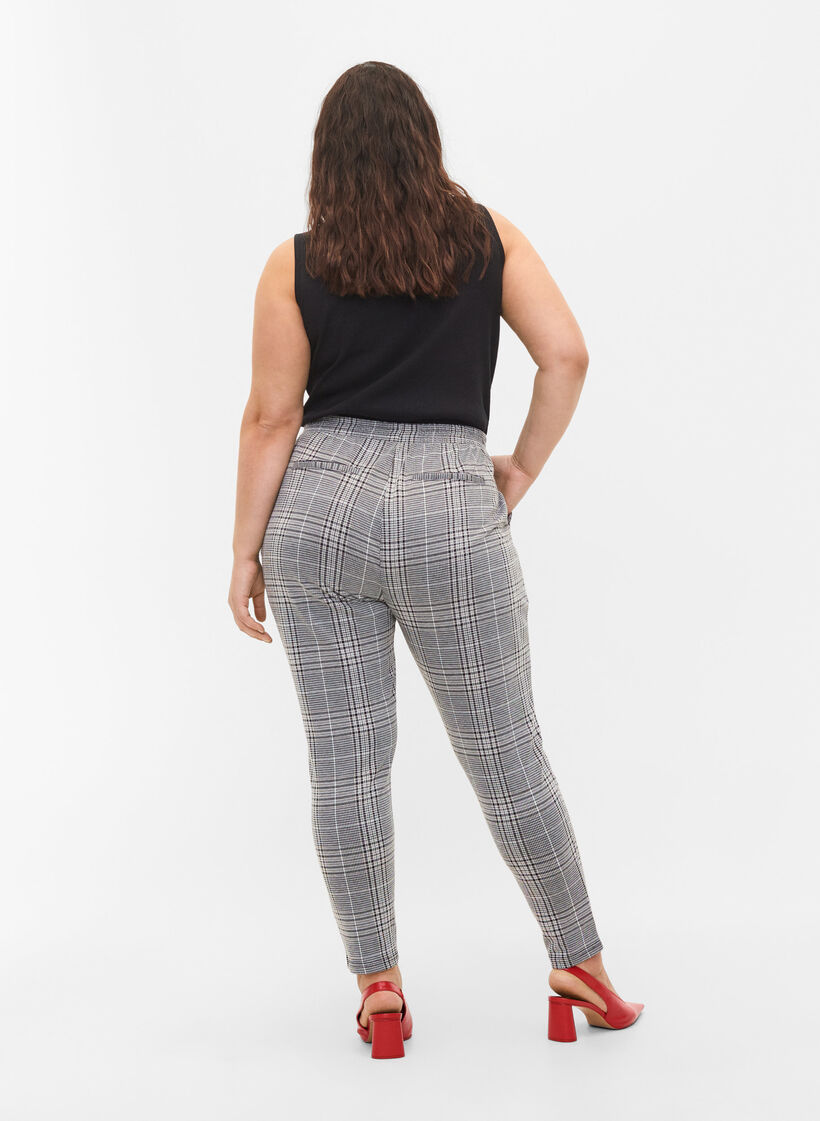 Cropped Maddison broek met geruit motief, Black Check, Model image number 1