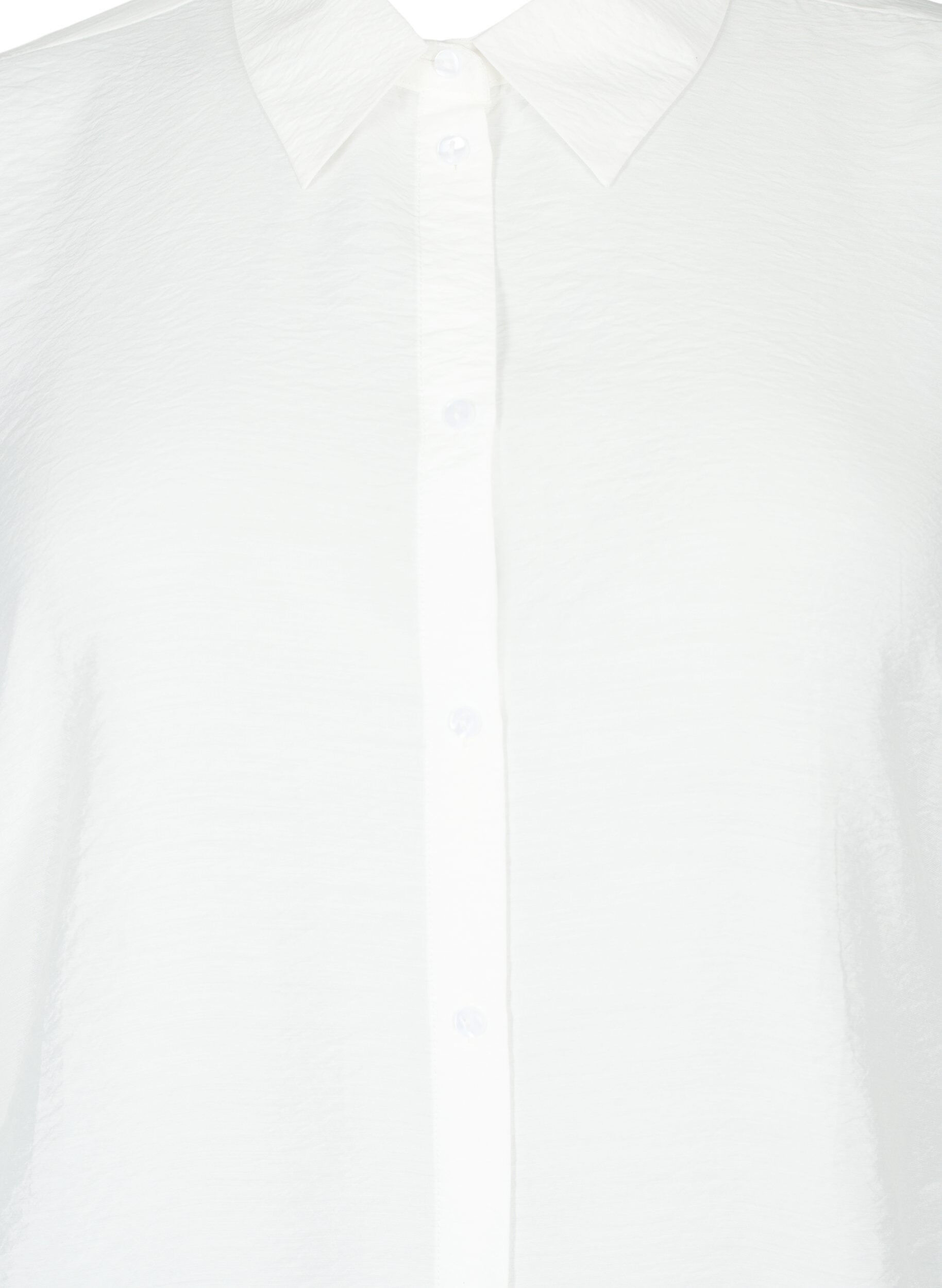 Zizzi Shirt van viscose met ruches, Bright White, Packshot image number 2