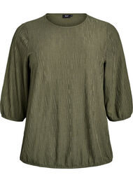 Blouse met textuur en 3/4 mouwen, Groen