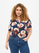 Blouse met korte mouwen en v-halslijn, Blauw, Model image number 0
