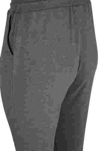 Gemêleerde broek met trekkoord en steekzakken, Black Melange, Packshot image number 3