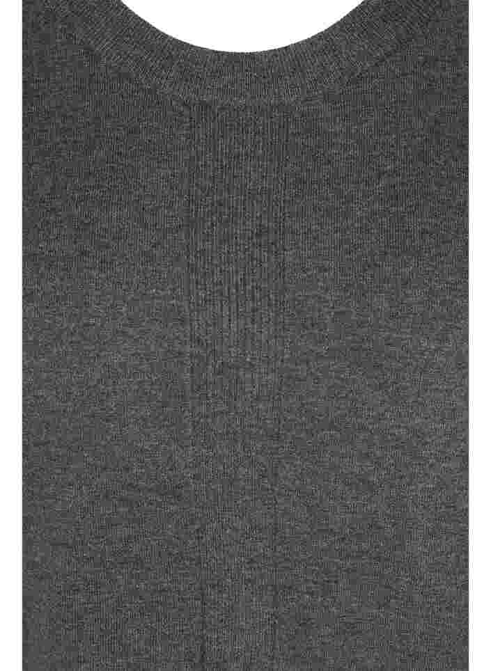 Gemêleerd gebreide blouse met ronde hals, Dark Grey Melange, Packshot image number 2