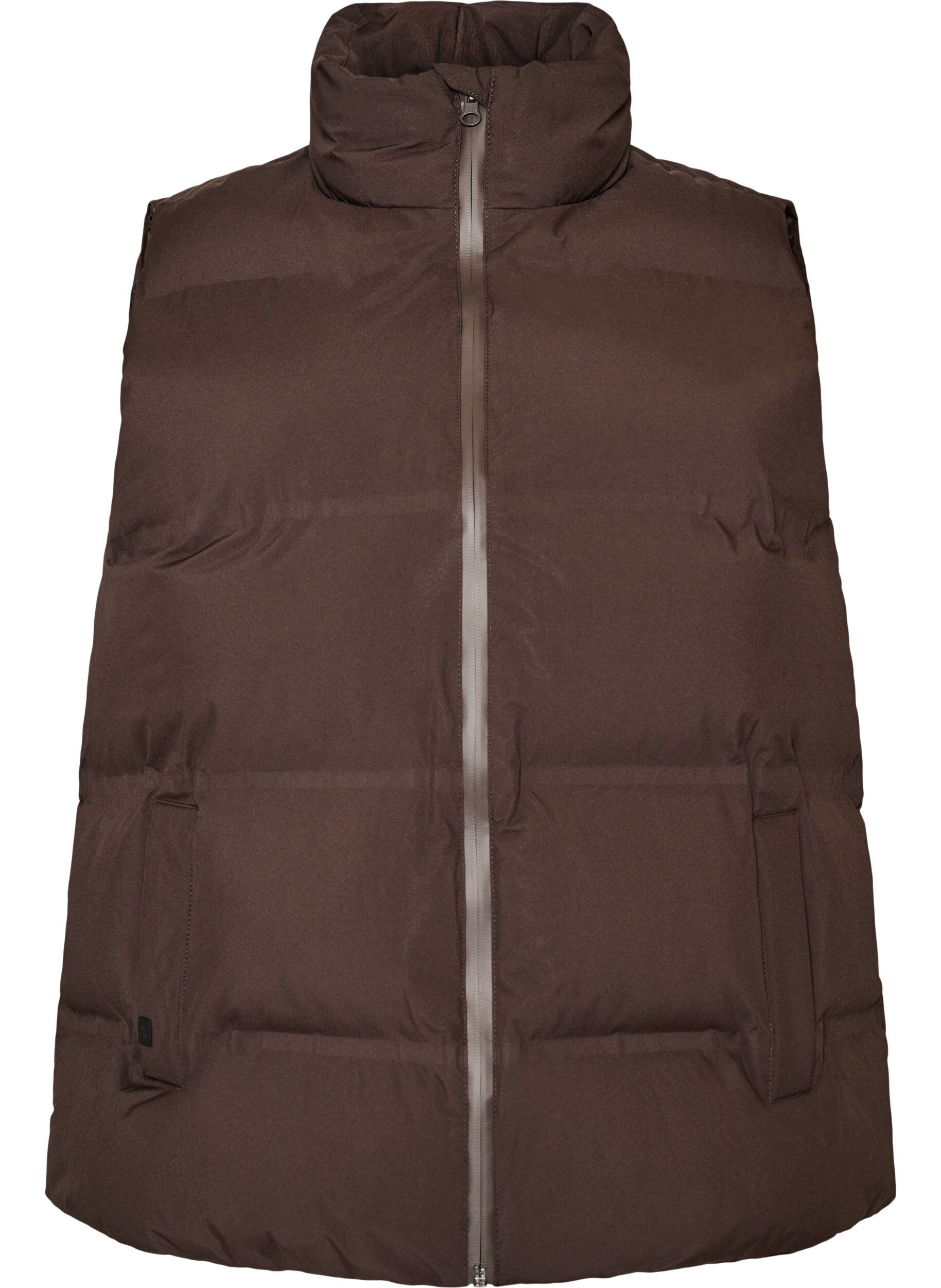Korte puffer bodywarmer met hoge kraag