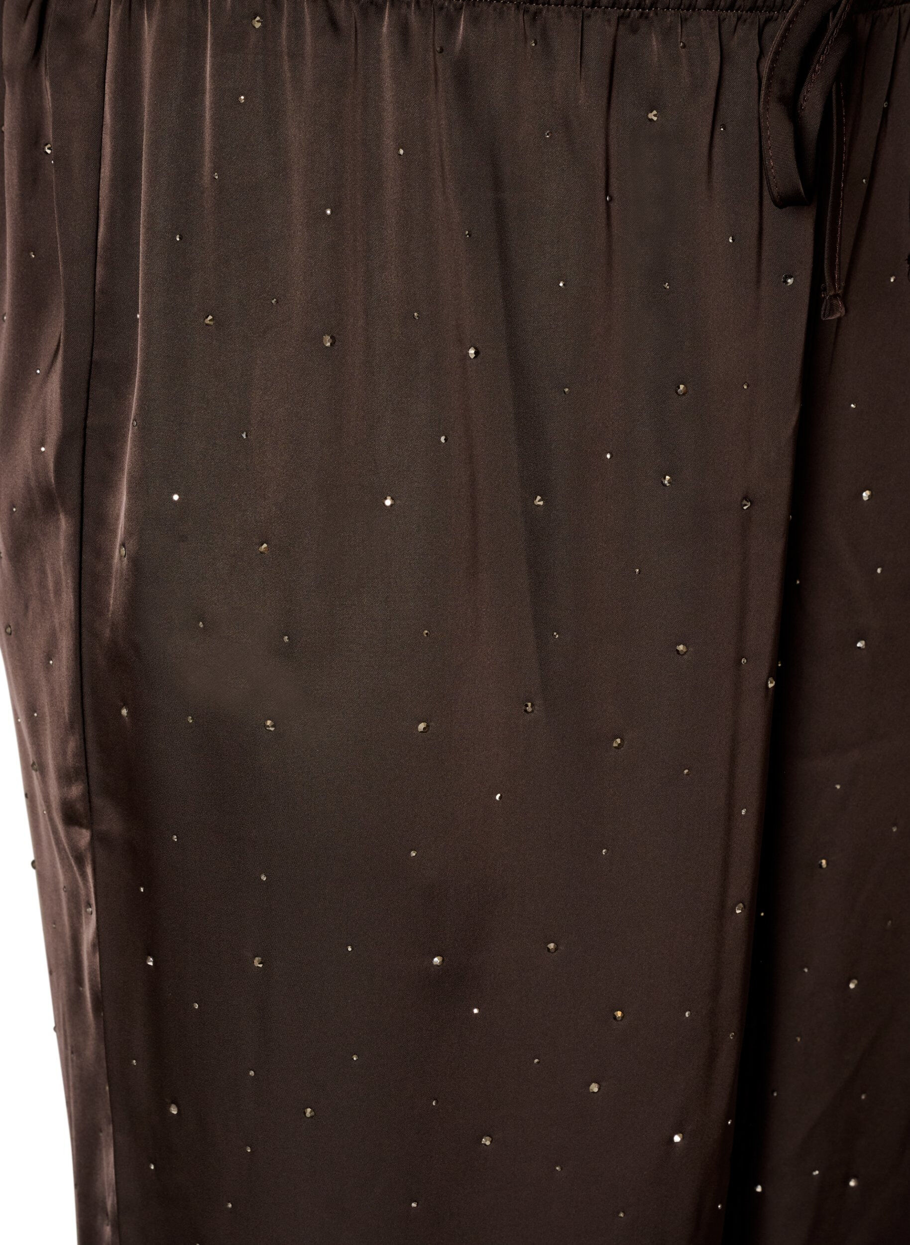 ZizziSatijnen ballonbroek met strassteentjes, Bruin, Packshot image number 2