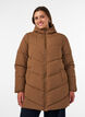 Halflange pufferjas met capuchon, Bruin, Model image number 0
