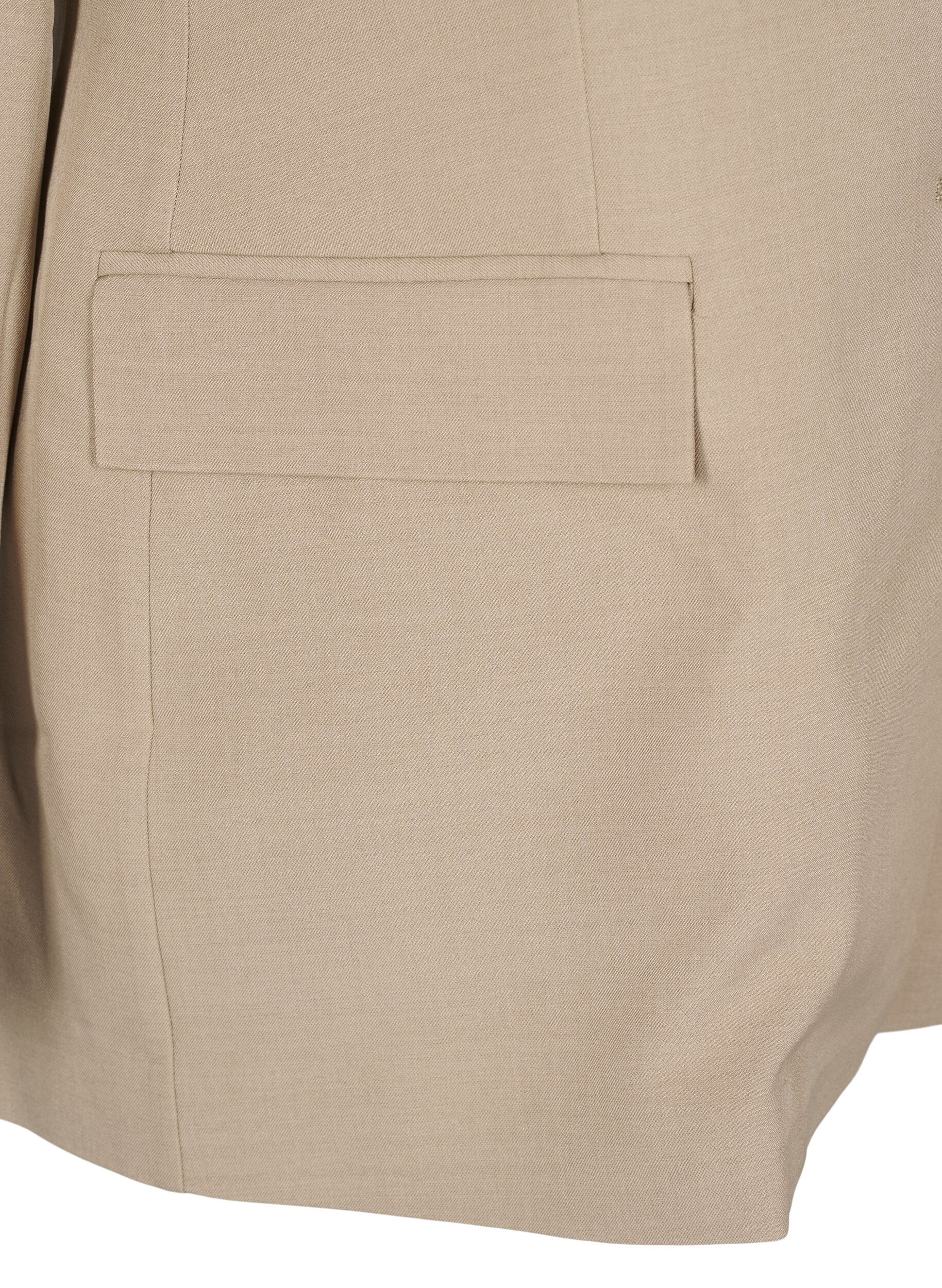 Zizzi FLASH - Blazer met zakken en een split, Beige, Packshot image number 3