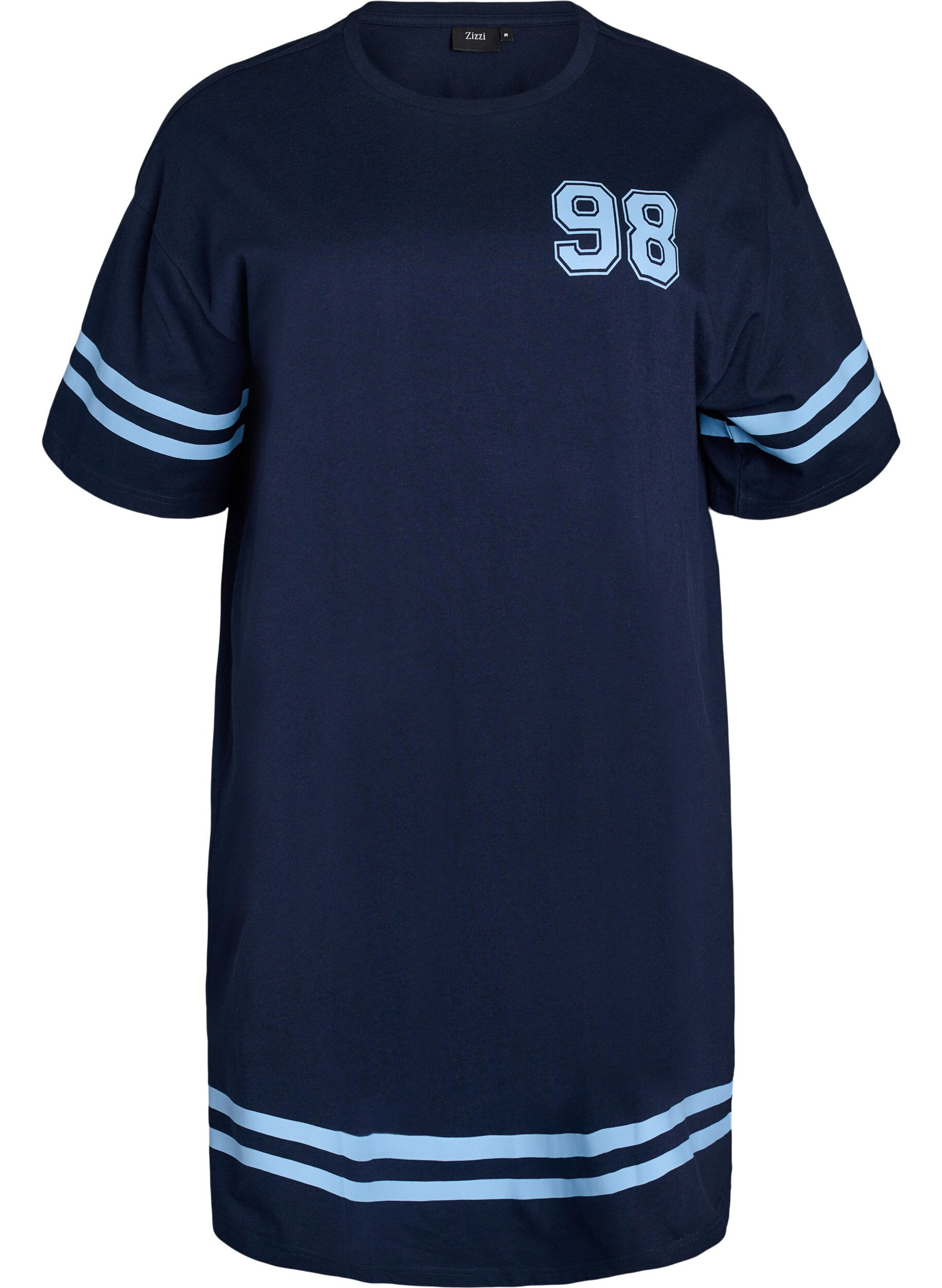 ZizziKort T-shirtjurkje met sportieve details, Blauw, Packshot image number 0