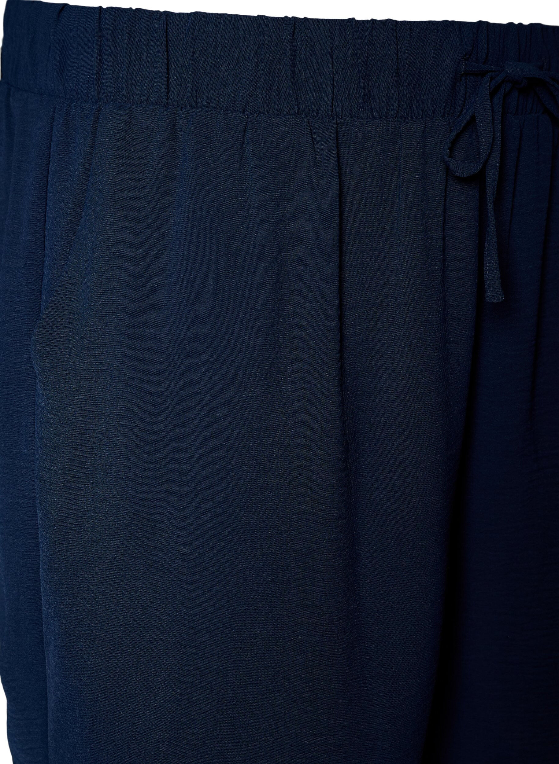 ZizziKorte broek met zakken en elastische tailleband, Blauw, Packshot image number 2