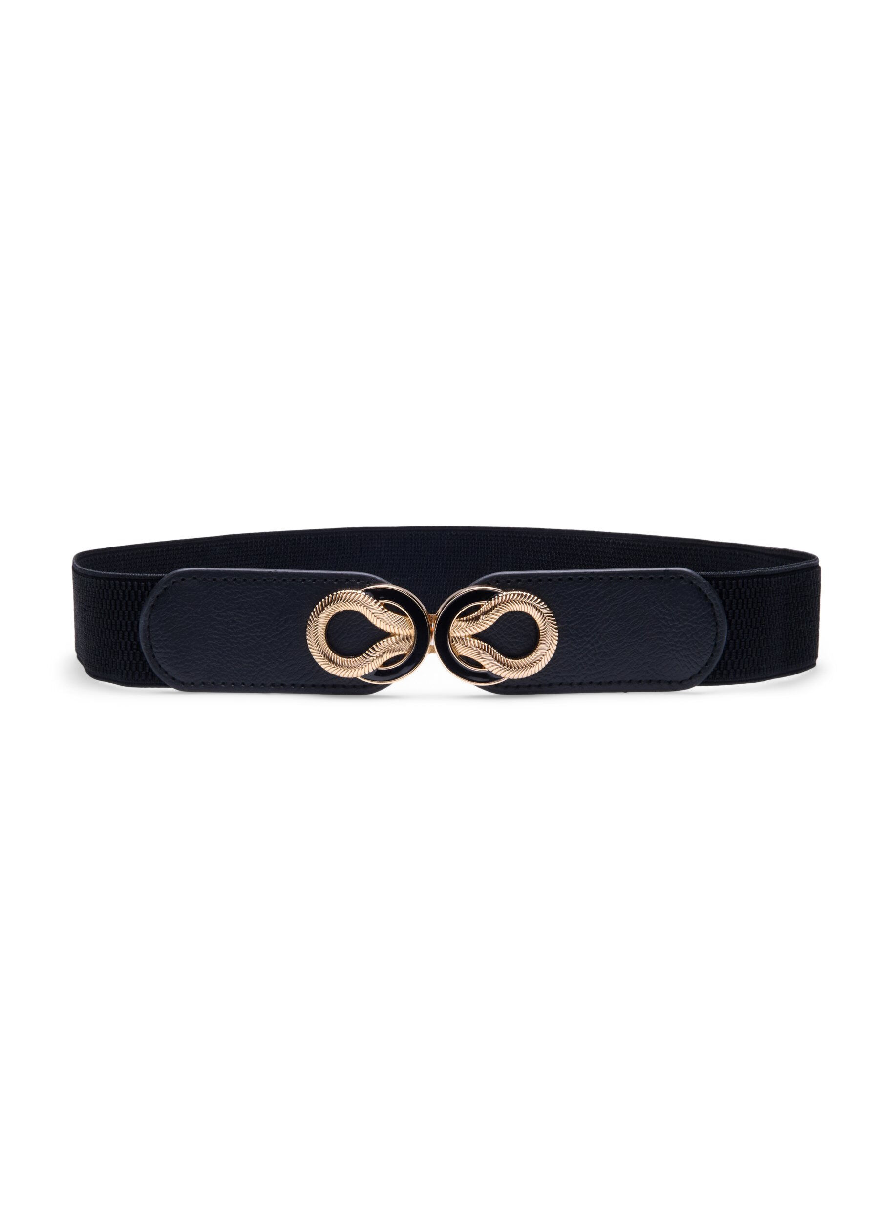 Zizzi Elastische tailleband met gouden details, Black, Packshot image number 0