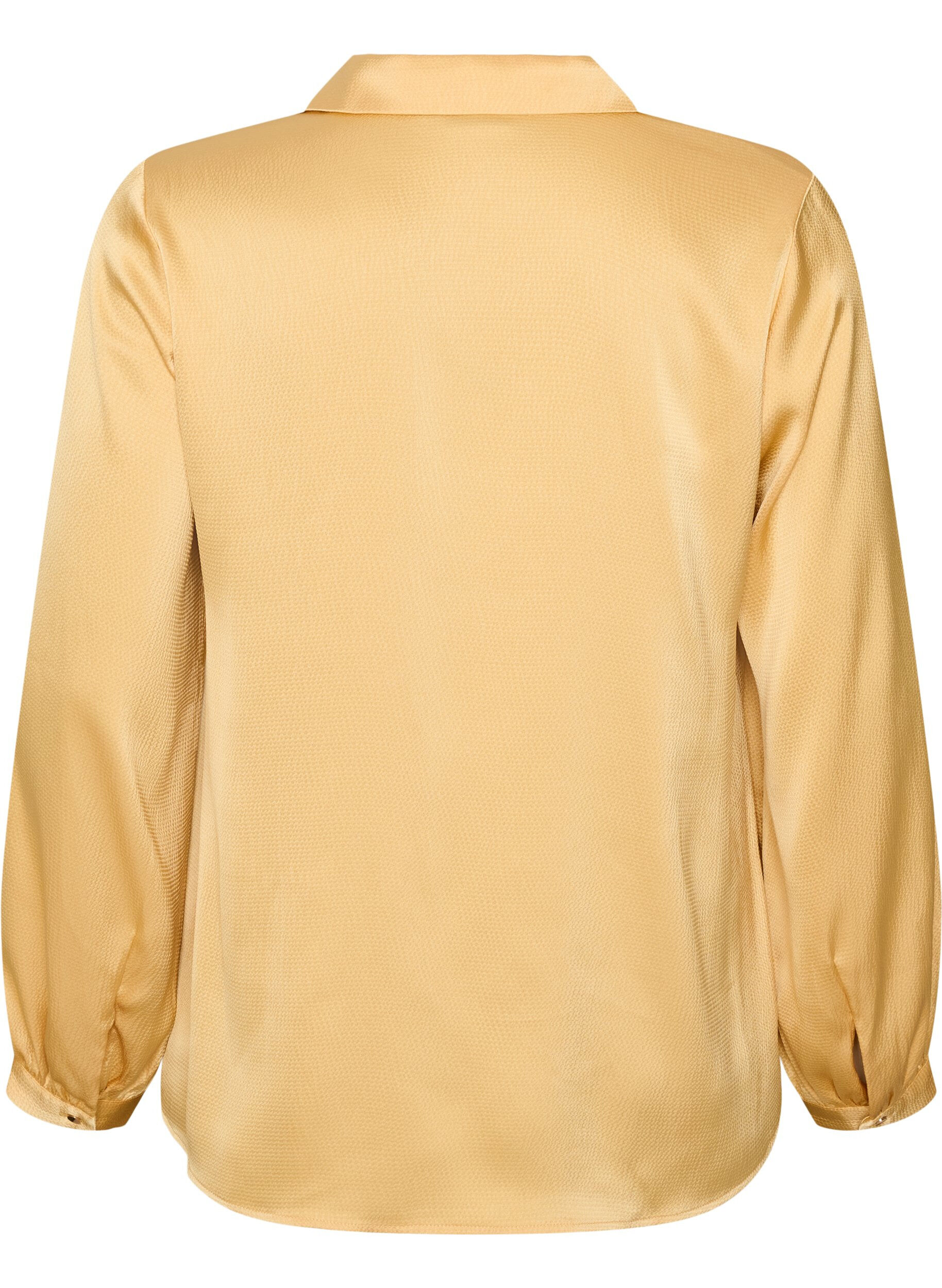 ZizziBlouse met overhemdkraag en V-hals, Geel, Packshot image number 1