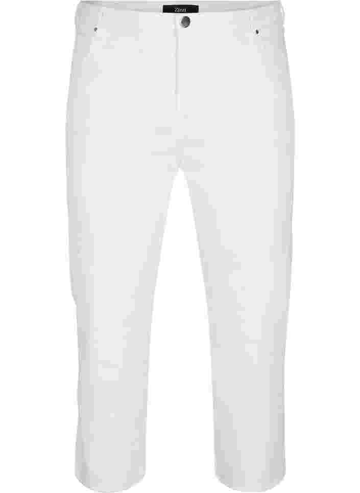 7/8 jeans met ruwe randjes en hoge taille, White, Packshot image number 0