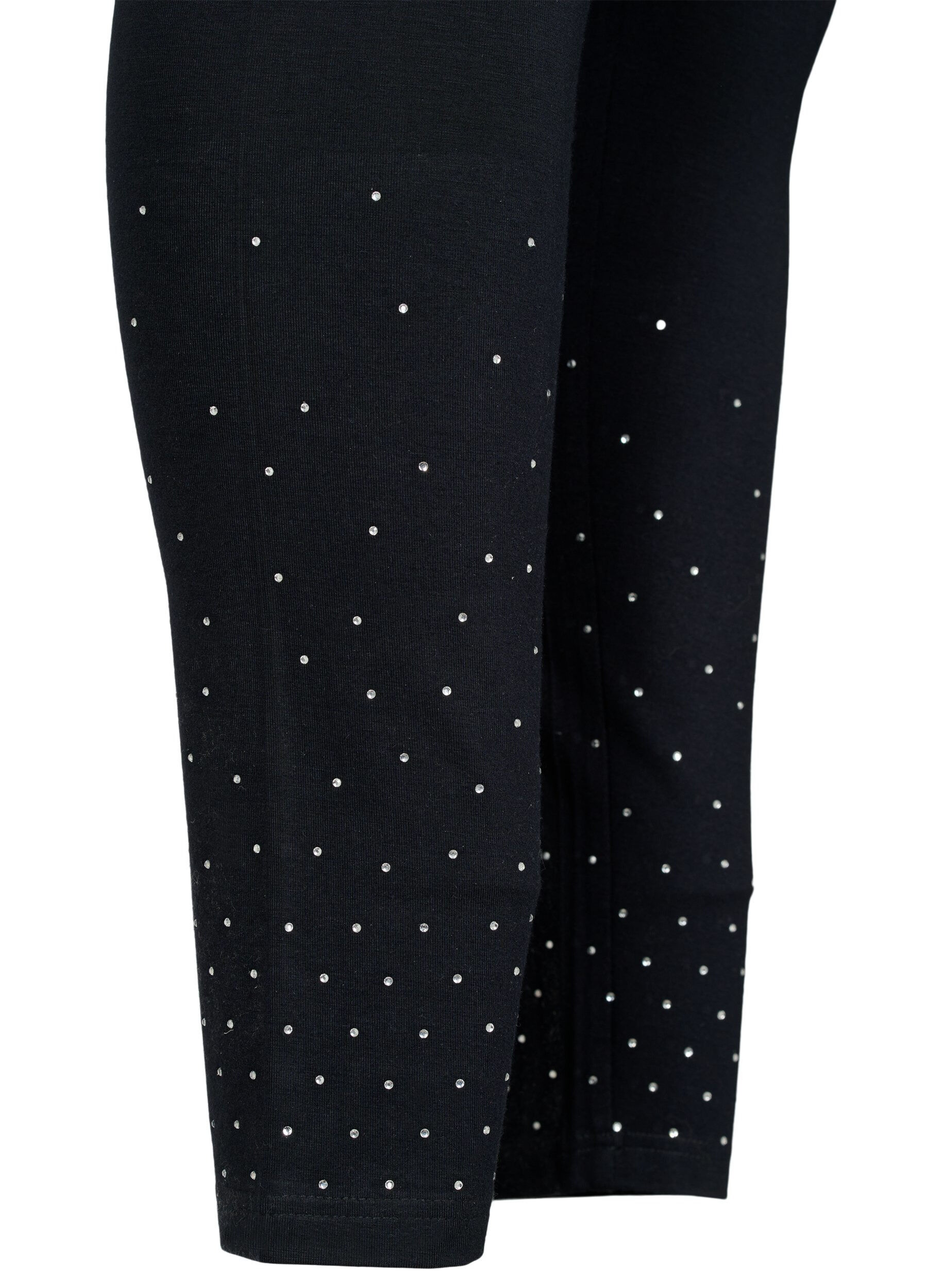 Zizzi Viscose legging met stippen, Black, Packshot image number 3