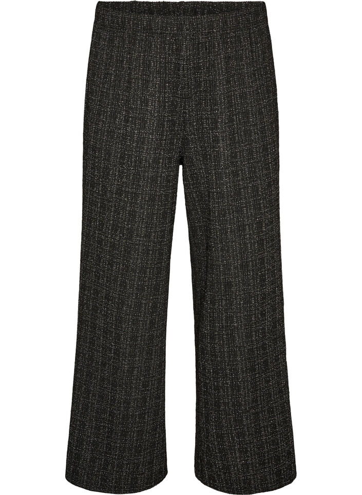 Straight-fit boucl&eacute; broek, Zwart, Packshot image number 0