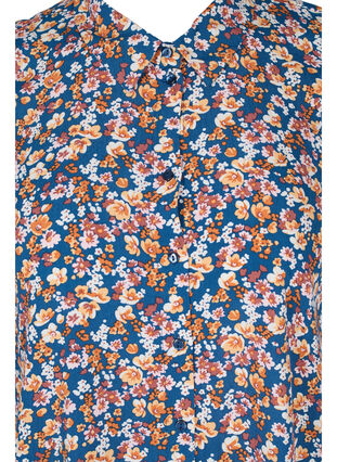 Viscose tuniek met print en knopen, Amberglow Flowers, Packshot image number 2