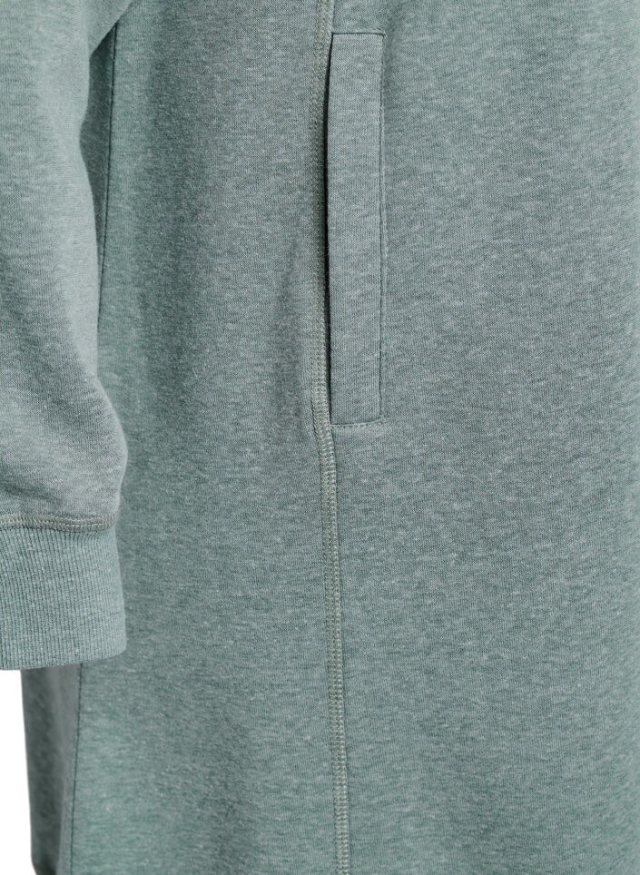 Kort sweatshirt jurk met hoge kraag en zakken, Groen, Packshot image number 3