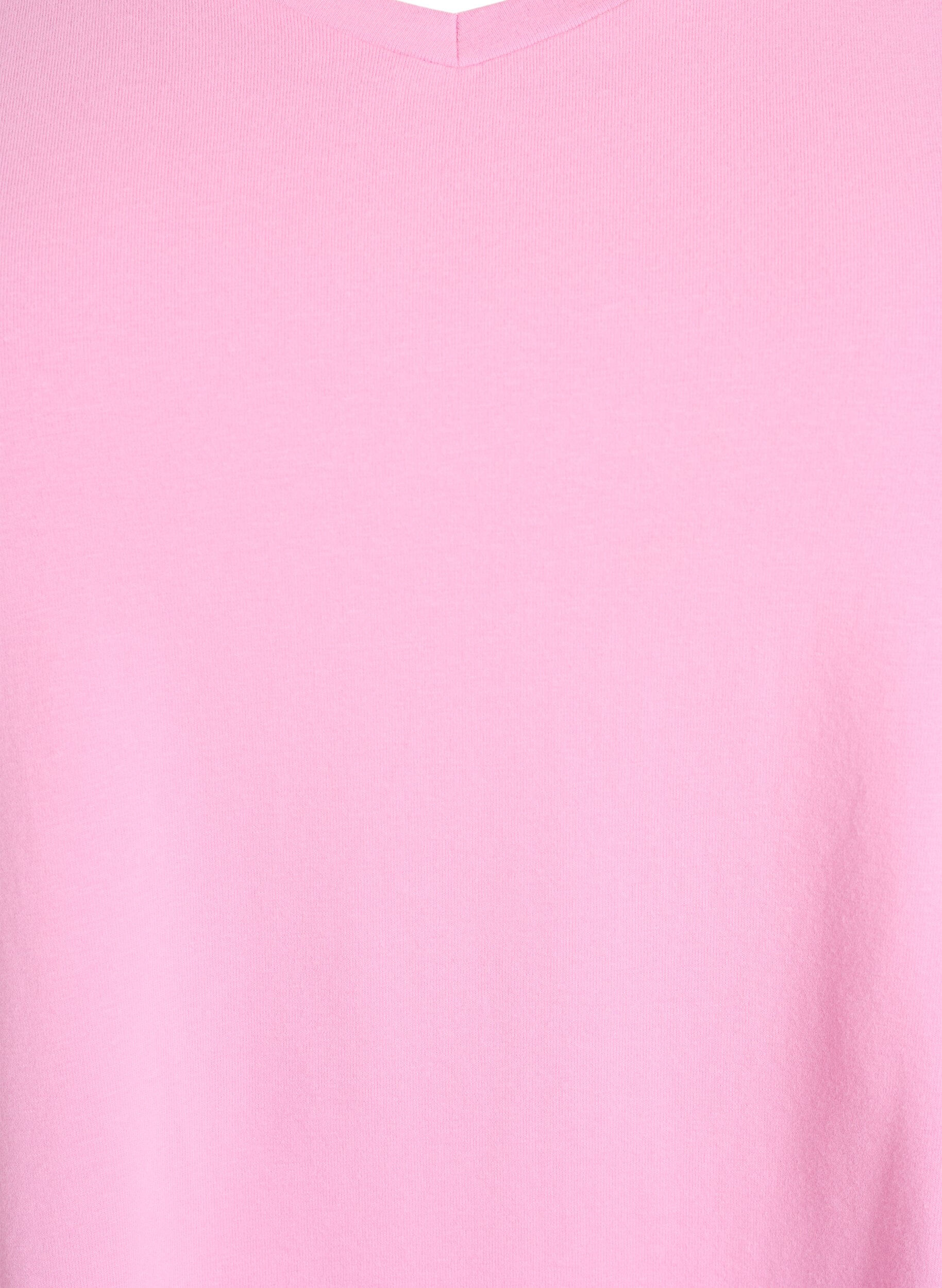 Zizzi Effen basic katoenen T-shirt, Roze, Packshot image number 2
