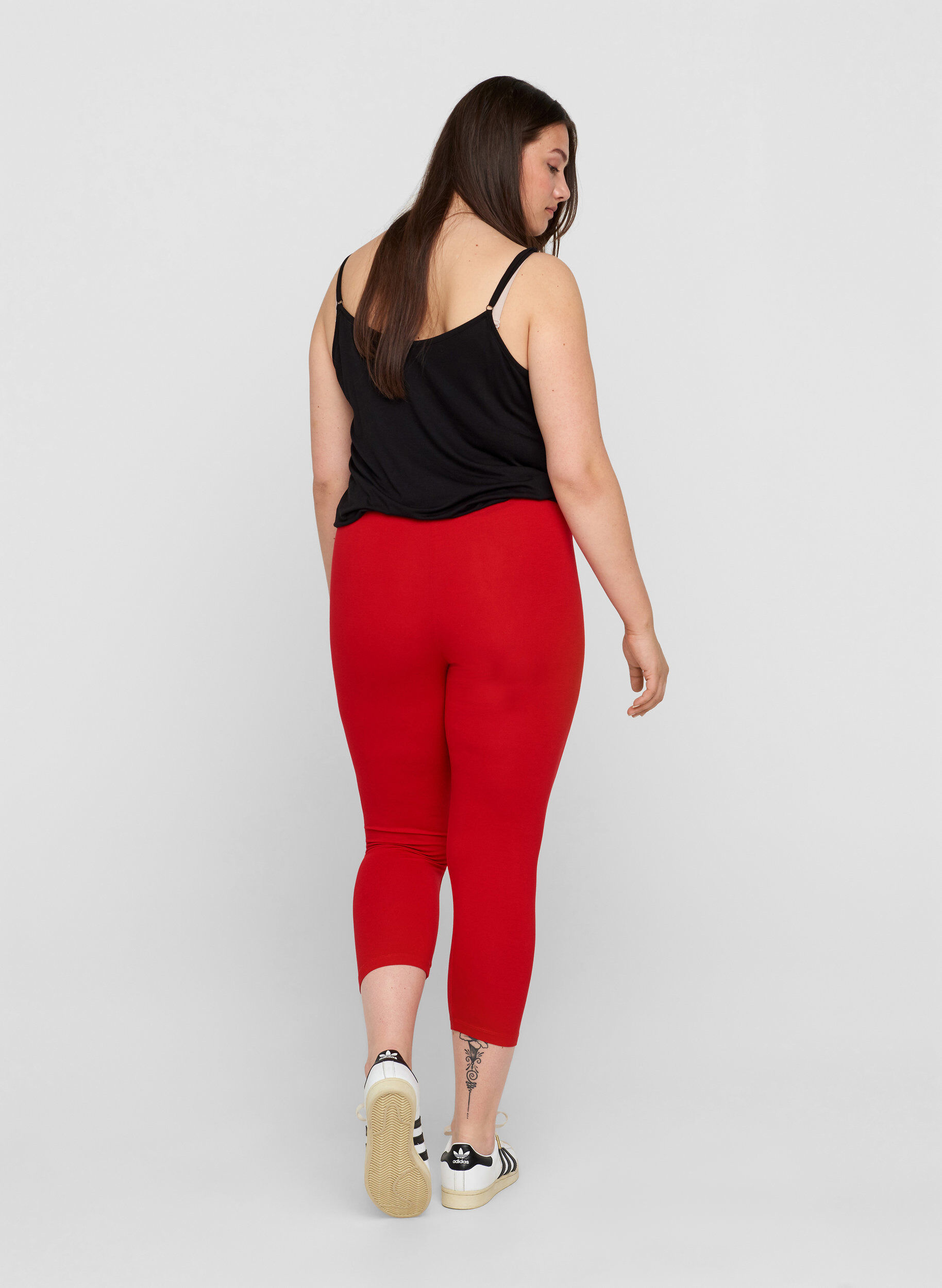 Zizzi Basic 3/4 legging, Tango Red, Model image number 1