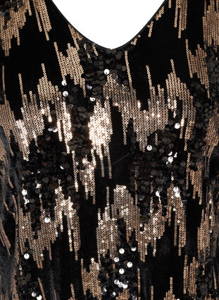 Velours jurk met lange mouwen en pailletten , Black w. Sequins, Packshot image number 2