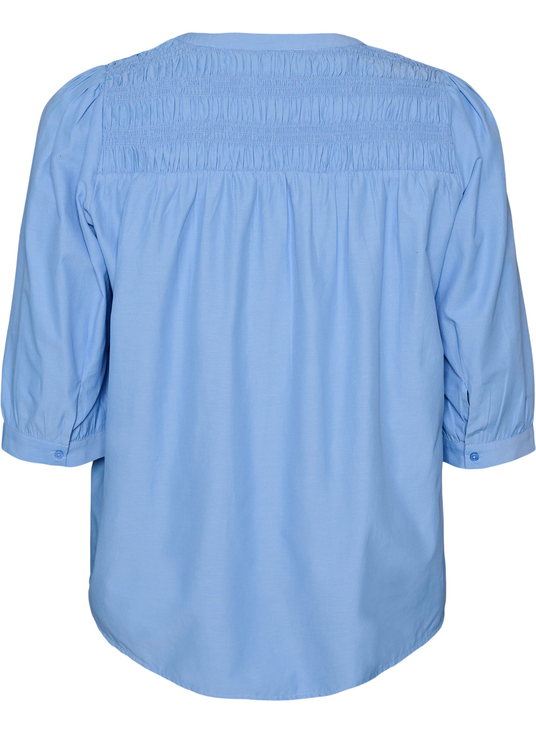 ZizziBlouse met smock en 3/4 mouwen, Blauw, Packshot image number 1