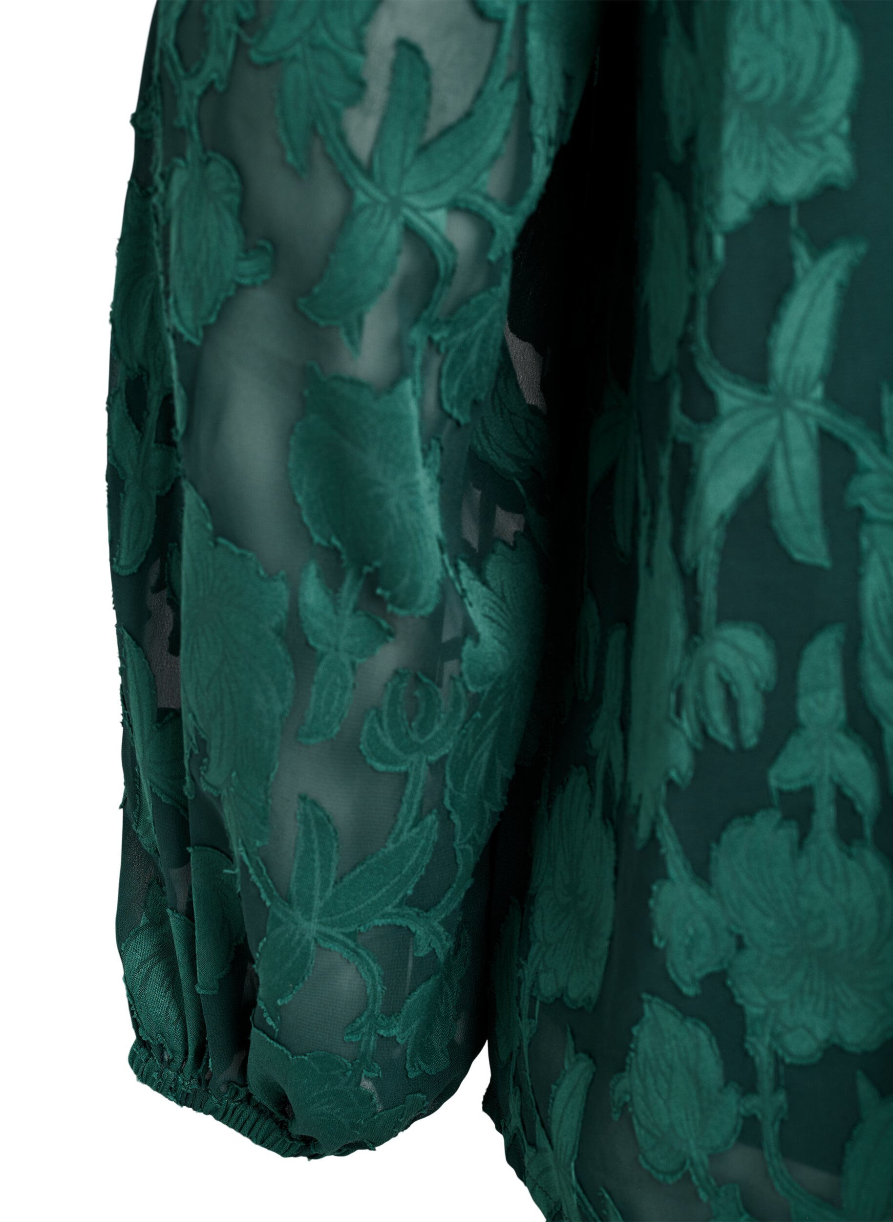 Zizzi Blouse met knoopjes en bloemenpatroon, Groen, Packshot image number 3