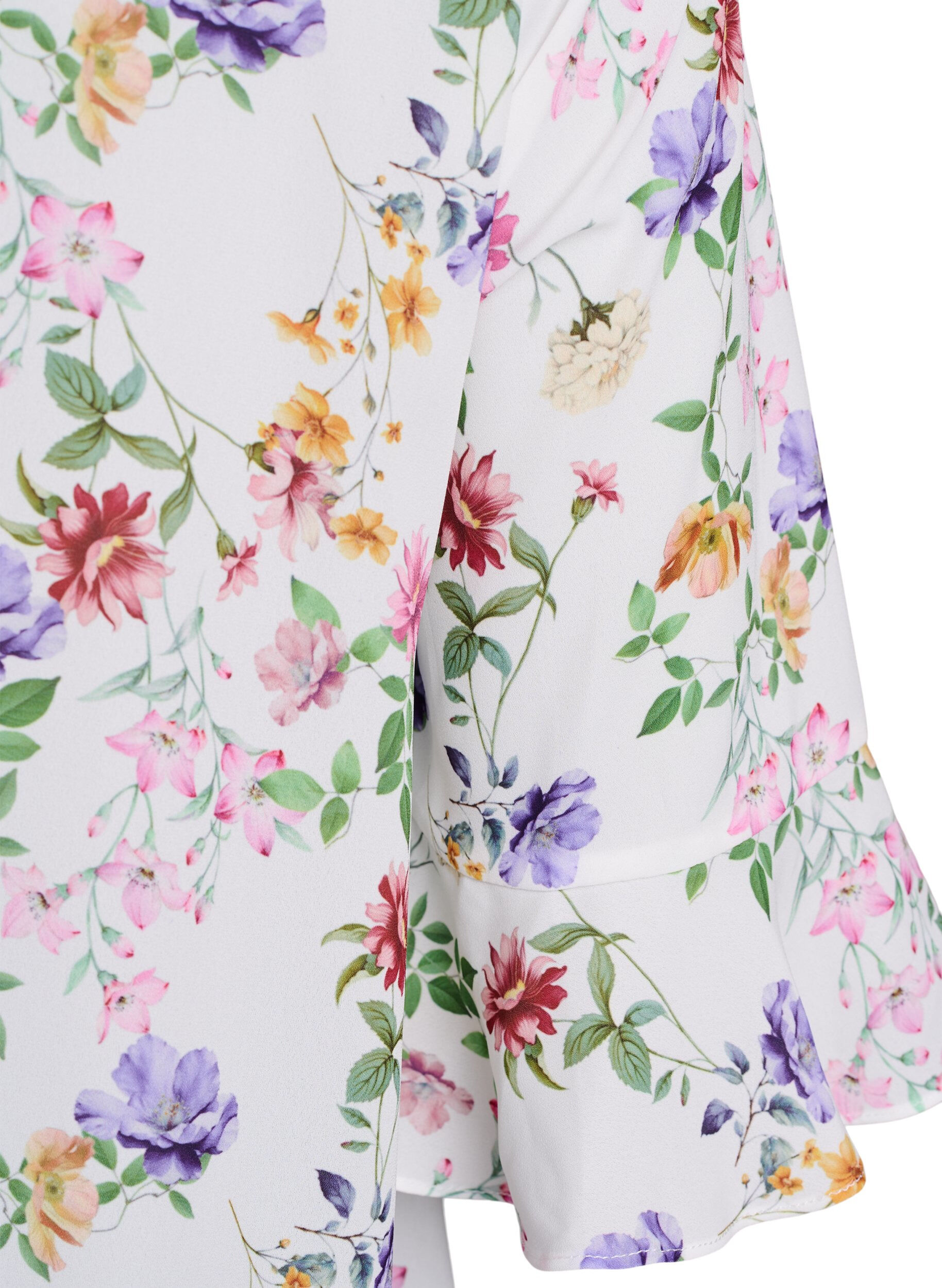 Zizzi Gebloemde midi-jurk met 3/4-mouwen, Roze, Packshot image number 3