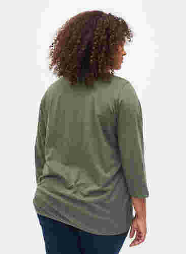 Katoenen blouse met 3/4 mouwen, Thyme, Model image number 1