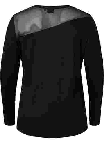 Trainingsshirt met mesh en lange mouwen, Black, Packshot image number 1