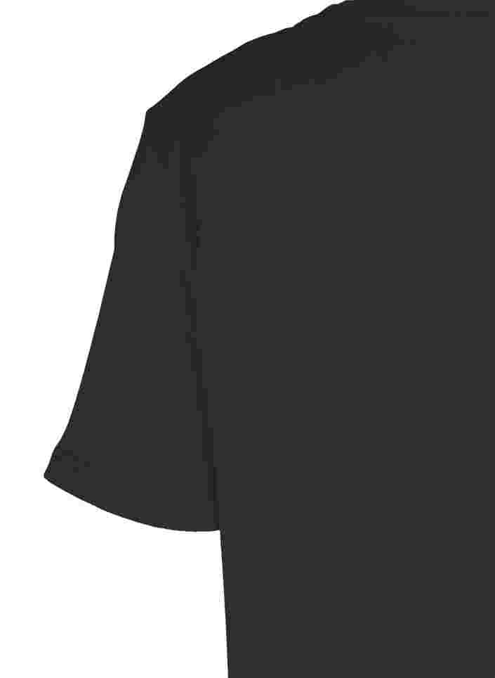 Katoenen t-shirt met geribbeld structuur, Black, Packshot image number 3
