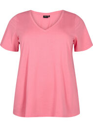 T-shirt met korte mouwen en v-hals, Bubblegum Pink