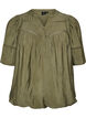Viscose blouse met plooien en balloneffect, Groen, Packshot image number 0
