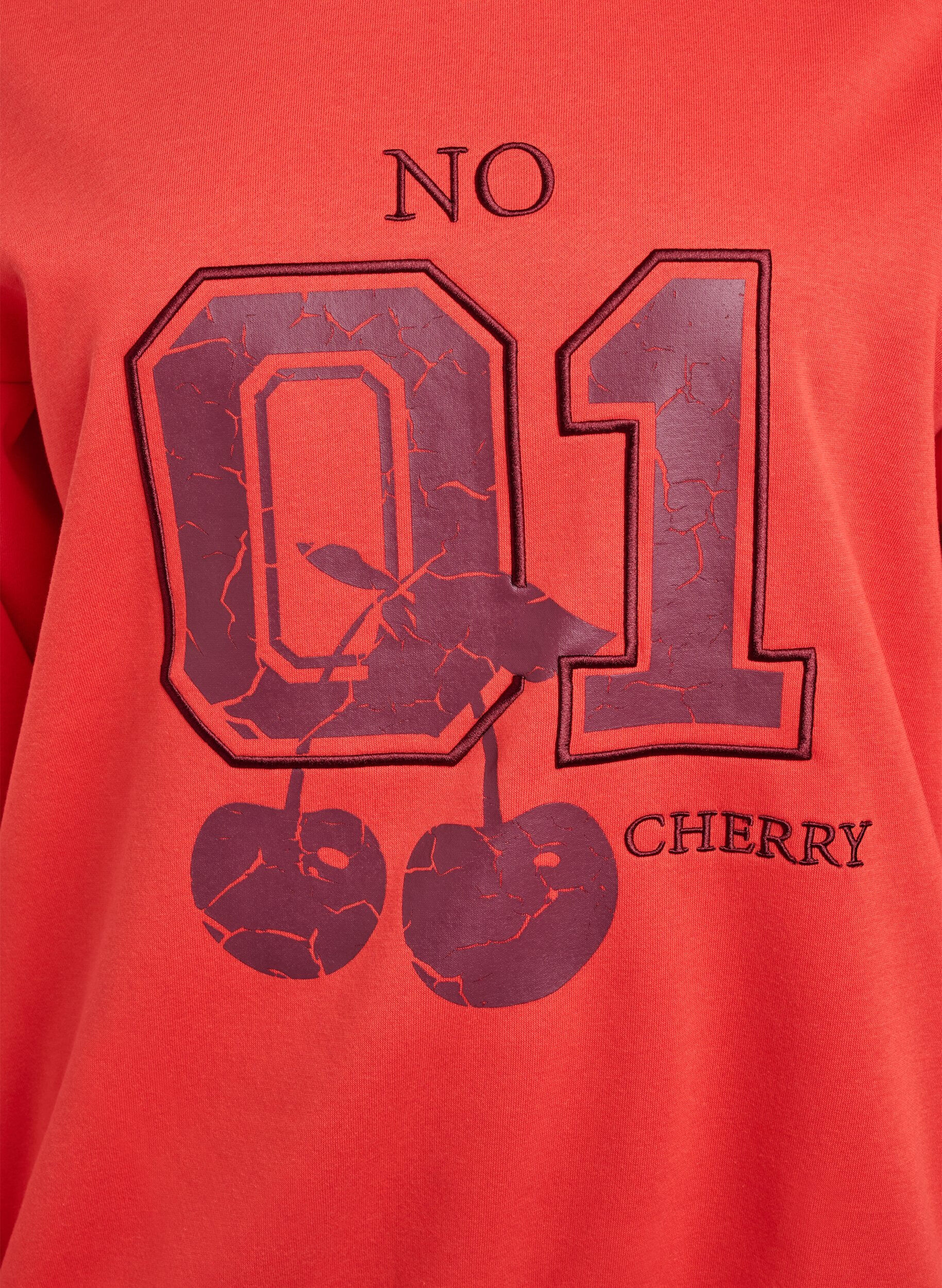 Zizzi Sweatshirt met motief aan de voorkant, Rood, Packshot image number 2