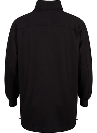Lang sweatshirt met zak en rits, Black, Packshot image number 1
