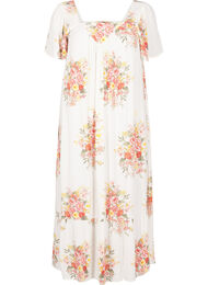 Lange jurk met een vierkante halslijn en bloemenmotieven, Eggnog Flower