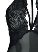 Halternek bodystocking met kant en touwtjes, Black, Packshot image number 2