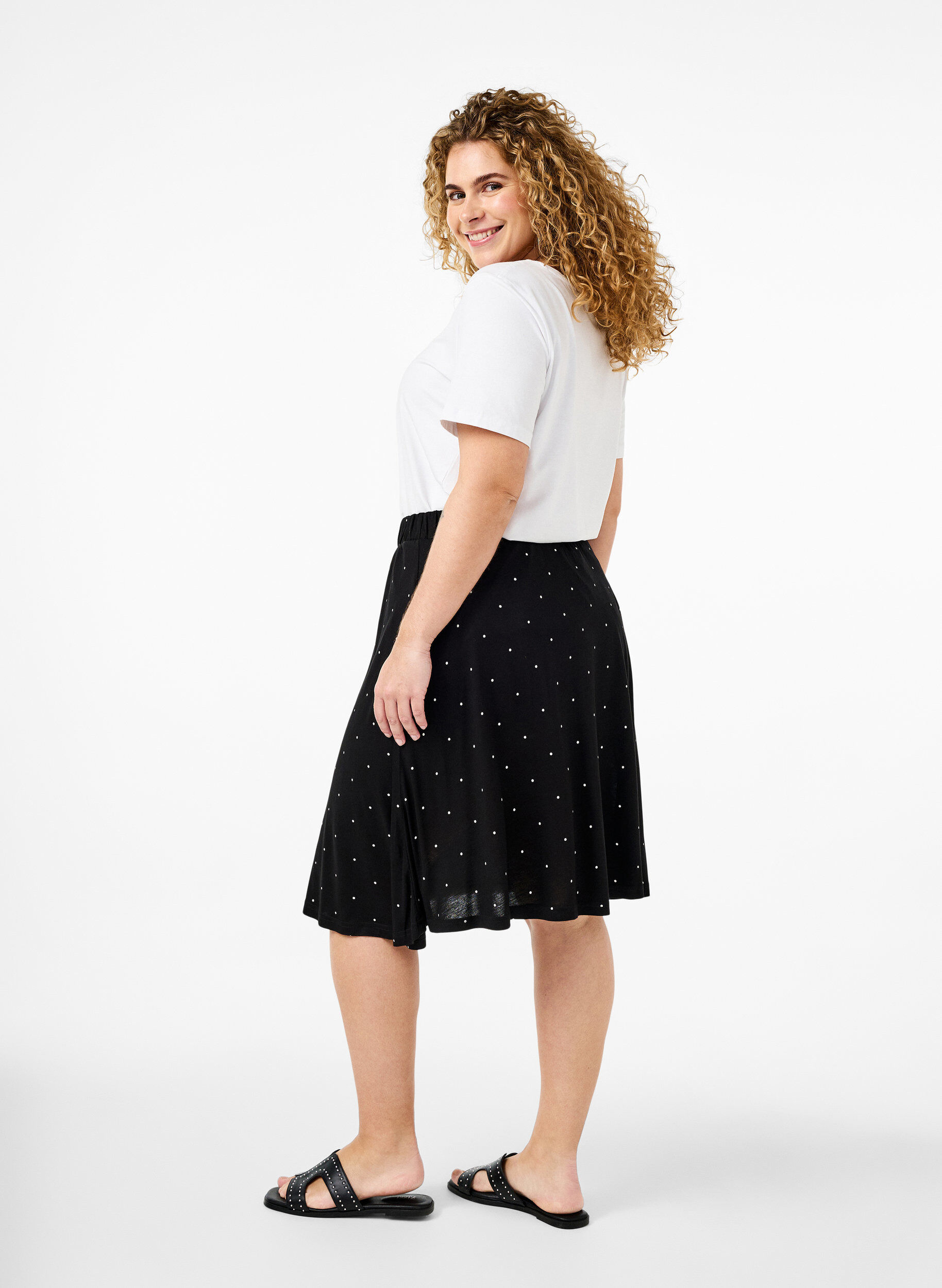 Zizzi 2-pack rok van viscose, Zwart, Model image number 2