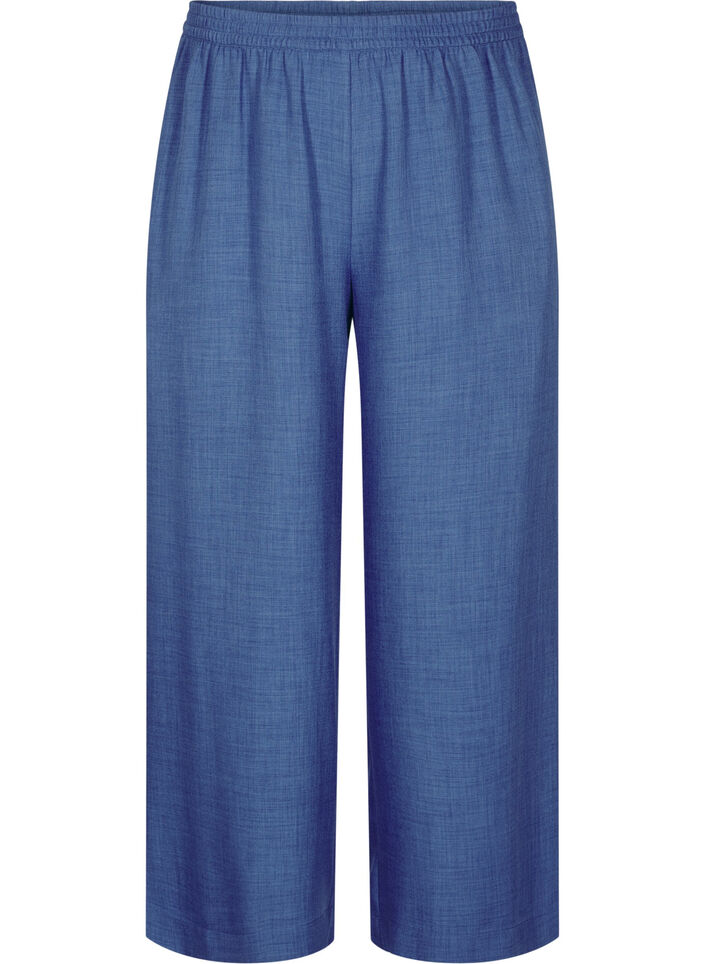 Losse broek met elastische tailleband en zakken, Blauw, Packshot image number 0