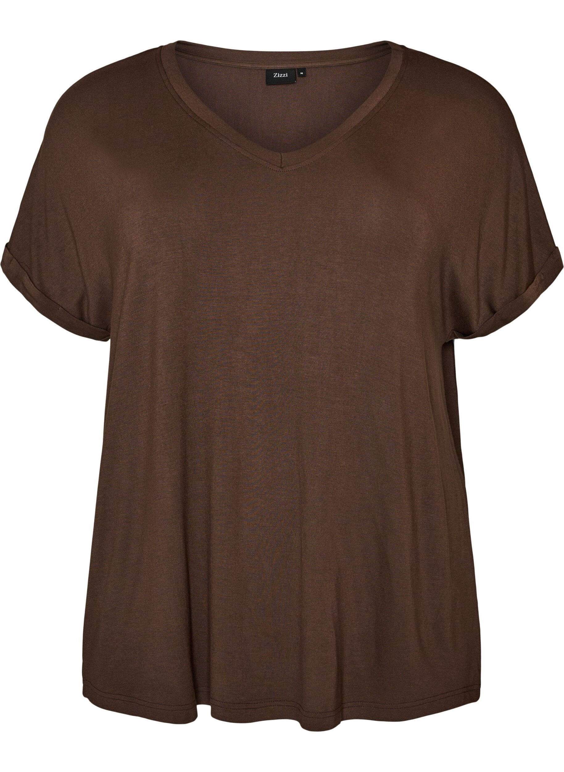 Basic T-shirt met V-hals van viscose