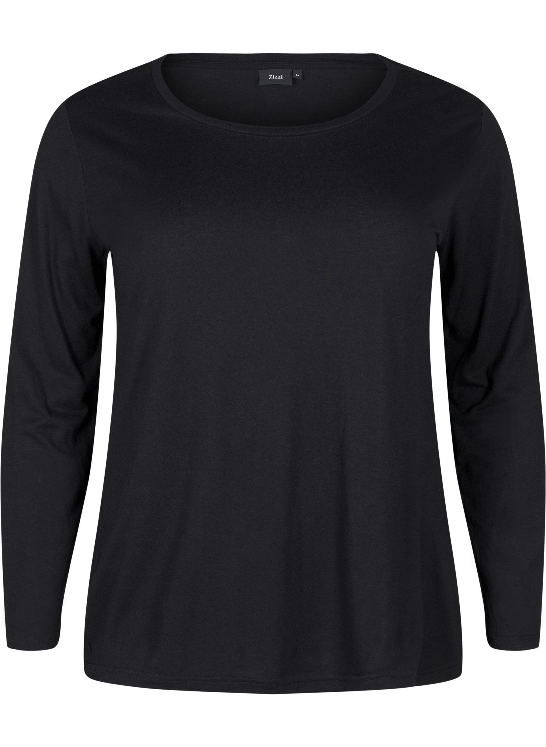 ZizziBlouse met lange mouwen van wol en viscose, Zwart, Packshot image number 0