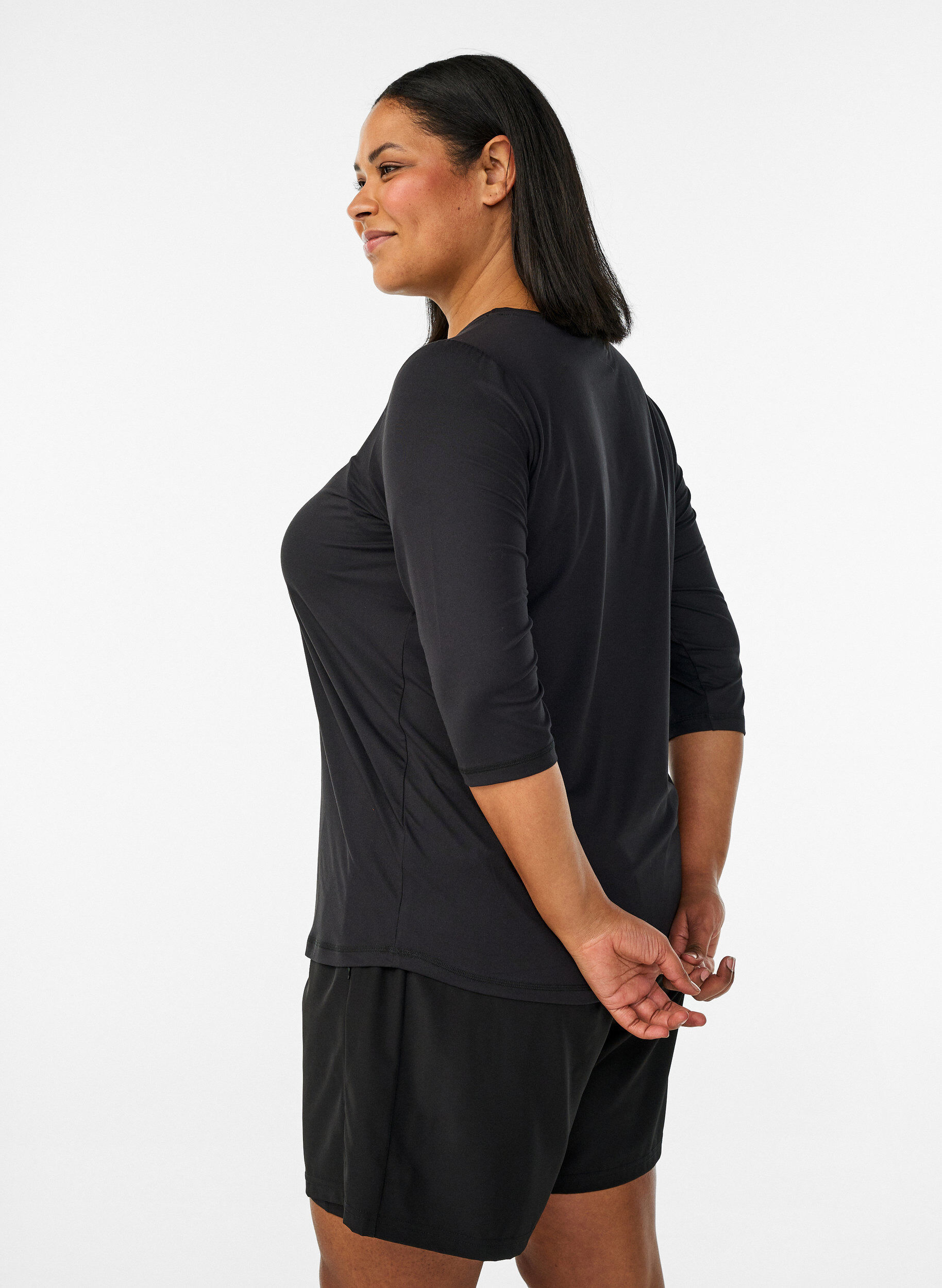 ZizziSporttop met 3/4 mouwen, Zwart, Model image number 2