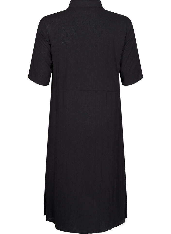 Midi shirtjurk met korte mouwen, Zwart, Packshot image number 1