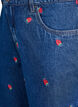 Korte spijkerbroek met geborduurde aardbeien, Blauw, Packshot image number 2