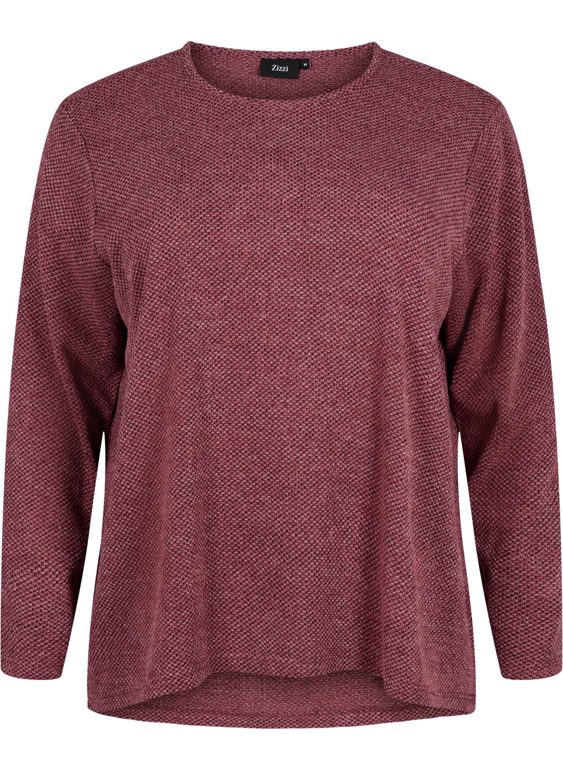 Zizzi Melange Blouse met een rond halsje en lange mouw, Dry Rose, Packshot image number 0