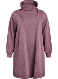 Kort sweatshirt jurk met hoge kraag en zakken, Rood