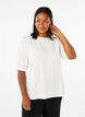 Blouse van viscose met halflange mouwen, Bright White, Model image number 0