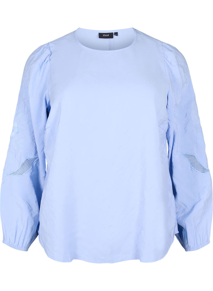 Blouse van Tencel™ Modal met geborduurde details, Serenity, Packshot image number 0