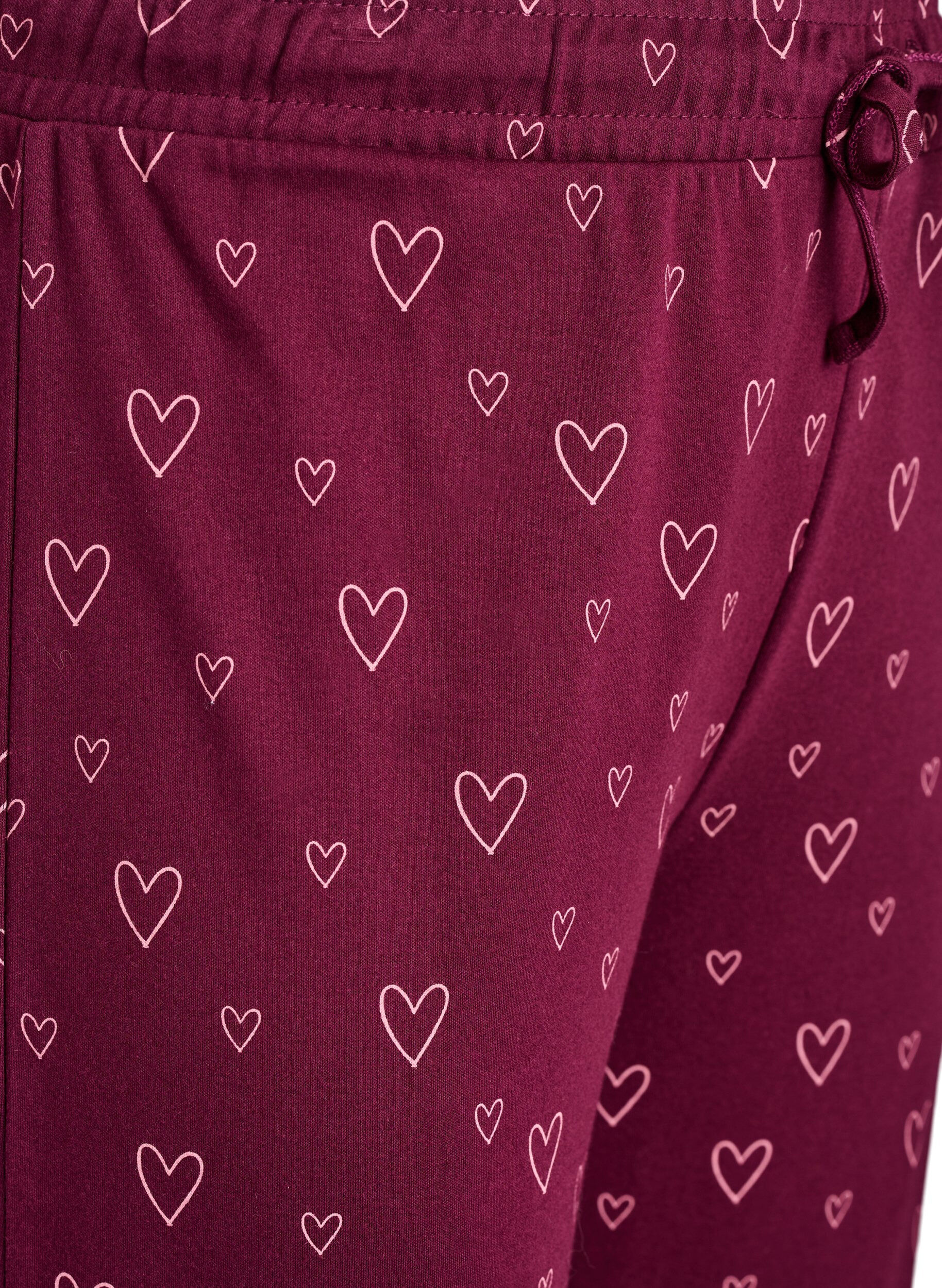 Zizzi Katoenen pyjamabroek met hoge taille, Donker Bordeaux, Packshot image number 2