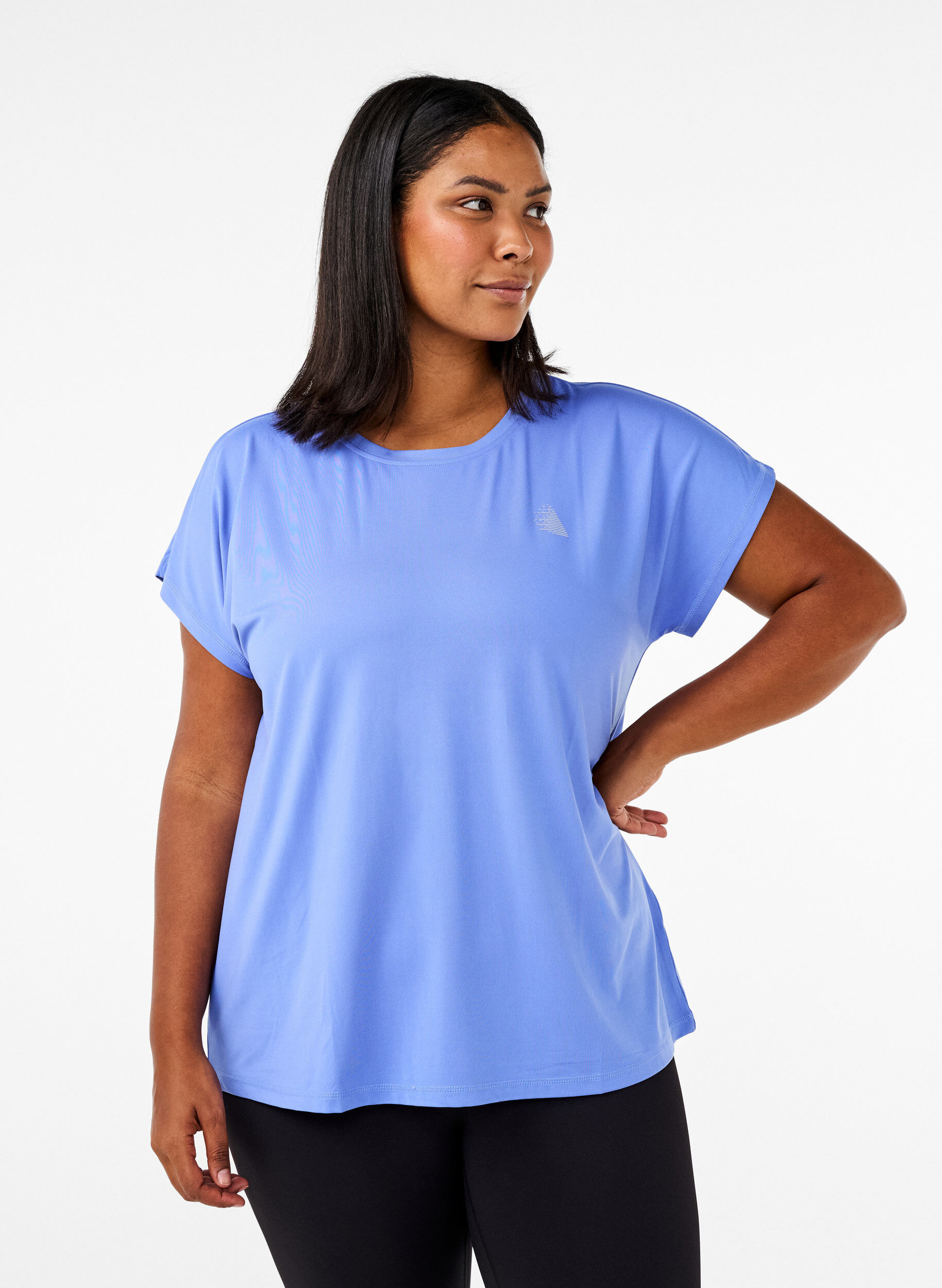 Zizzi Effen gekleurd T-shirt voor sporten, Blauw, Model image number 0
